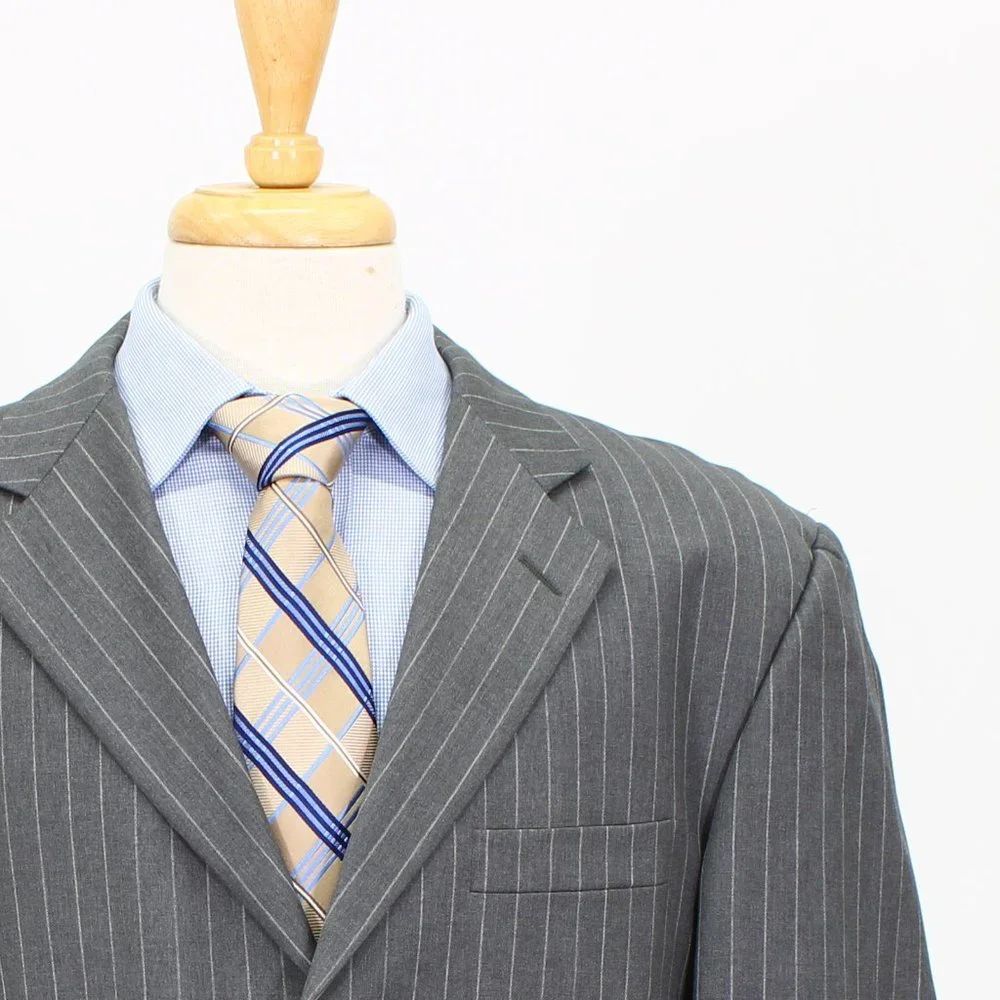 Hickey Freeman 42R Gray Striped 3-Button Sport Coat Blazer Jacket O652